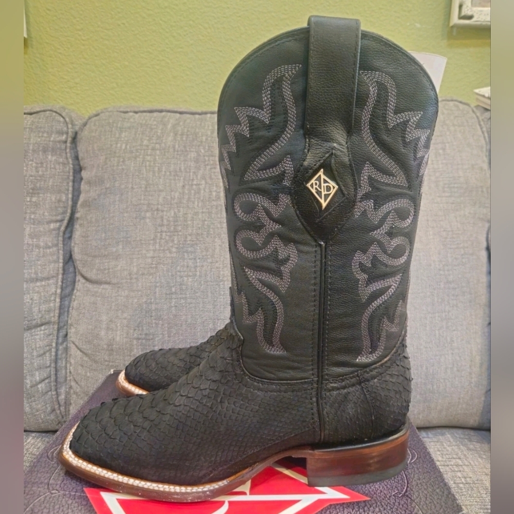 RED DIAMOND Rodeo Exotic Python Black Western Boots Men Sizing - Picture 3 of 8